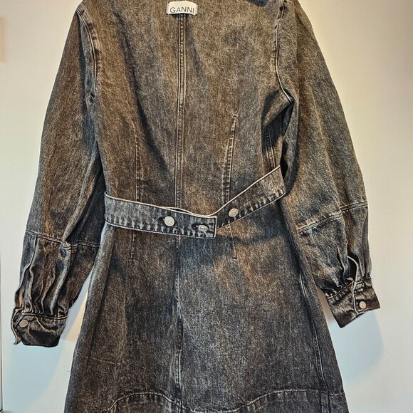 GANNI Acid Wash Denim Wrap Dress - Picture 8 of 13